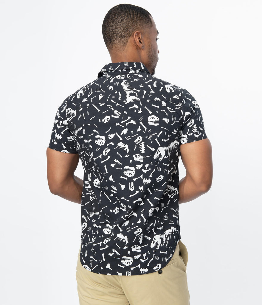 Unique Vintage Dino Dig Print Mens Shirt